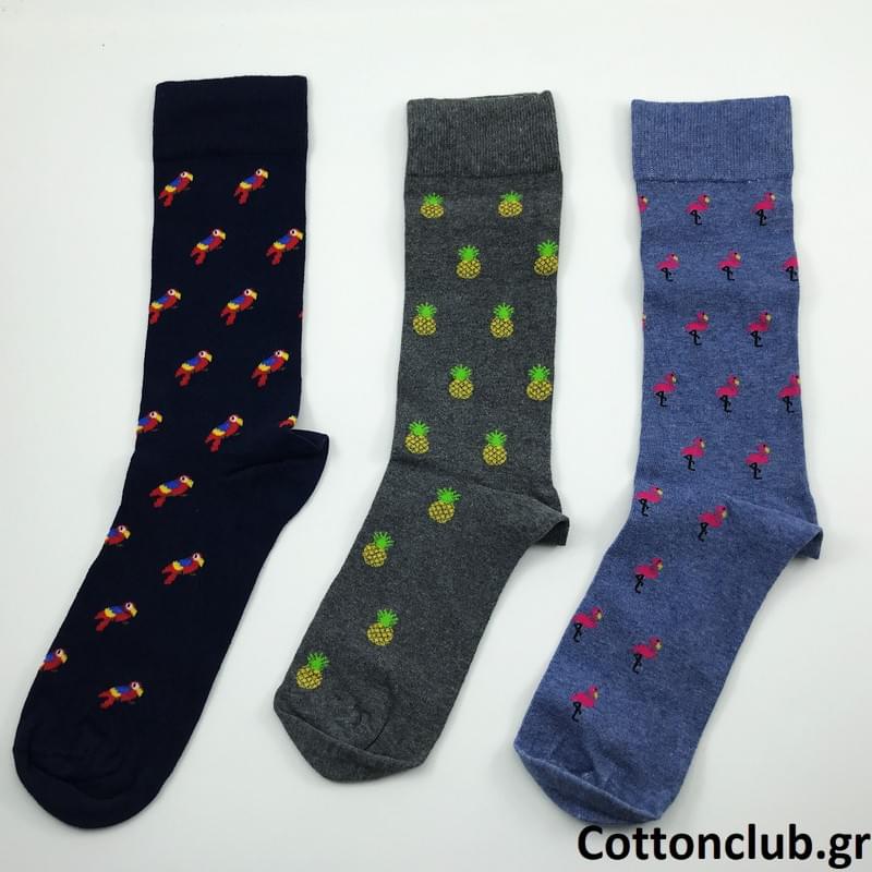 Ανδρικές Βαμβακερές Κάλτσες 6 Ζευγάρια με σχέδιο κέντημα